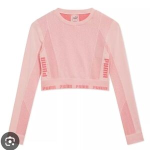 Puma Women's Evoknit Seemless Long Sleeve Crop Top Light Pink